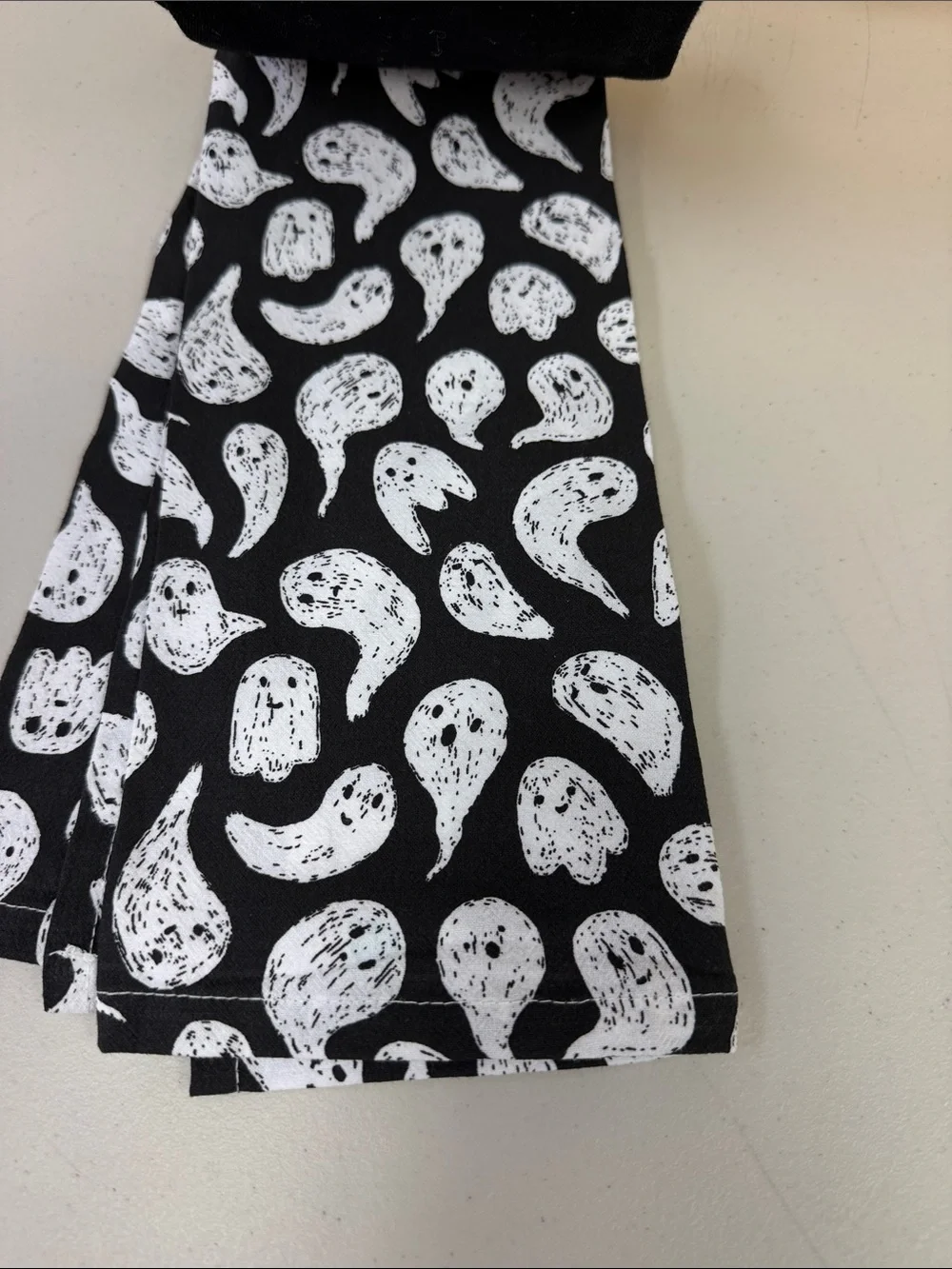 Halloween Ghost 'Boo!' Towels - Black & White 2 pieces kitchen decor embroidered
